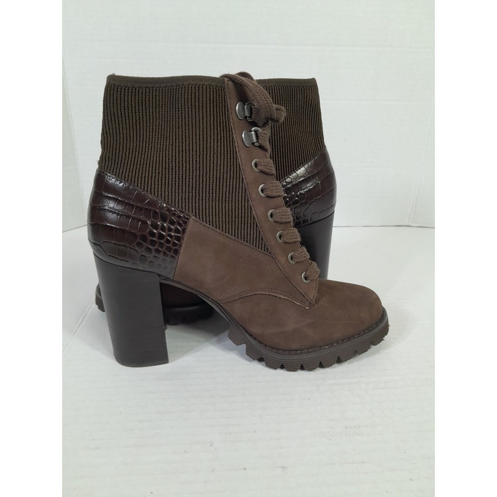 Gibson Latimer Felisa Dark Brown Cow Suede Leather Combat Heeled Boot 7 M - Picture 7 of 7